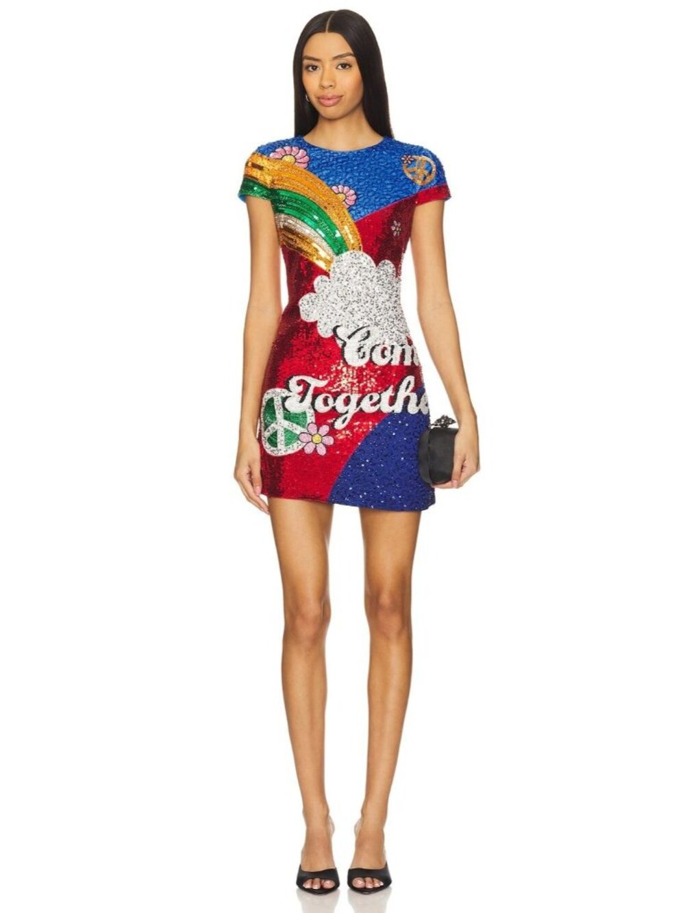 Alice + Olivia X The Beatles Come Together Clyde Sequin Shift Dress 6 NWT $995 - Picture 8 of 16